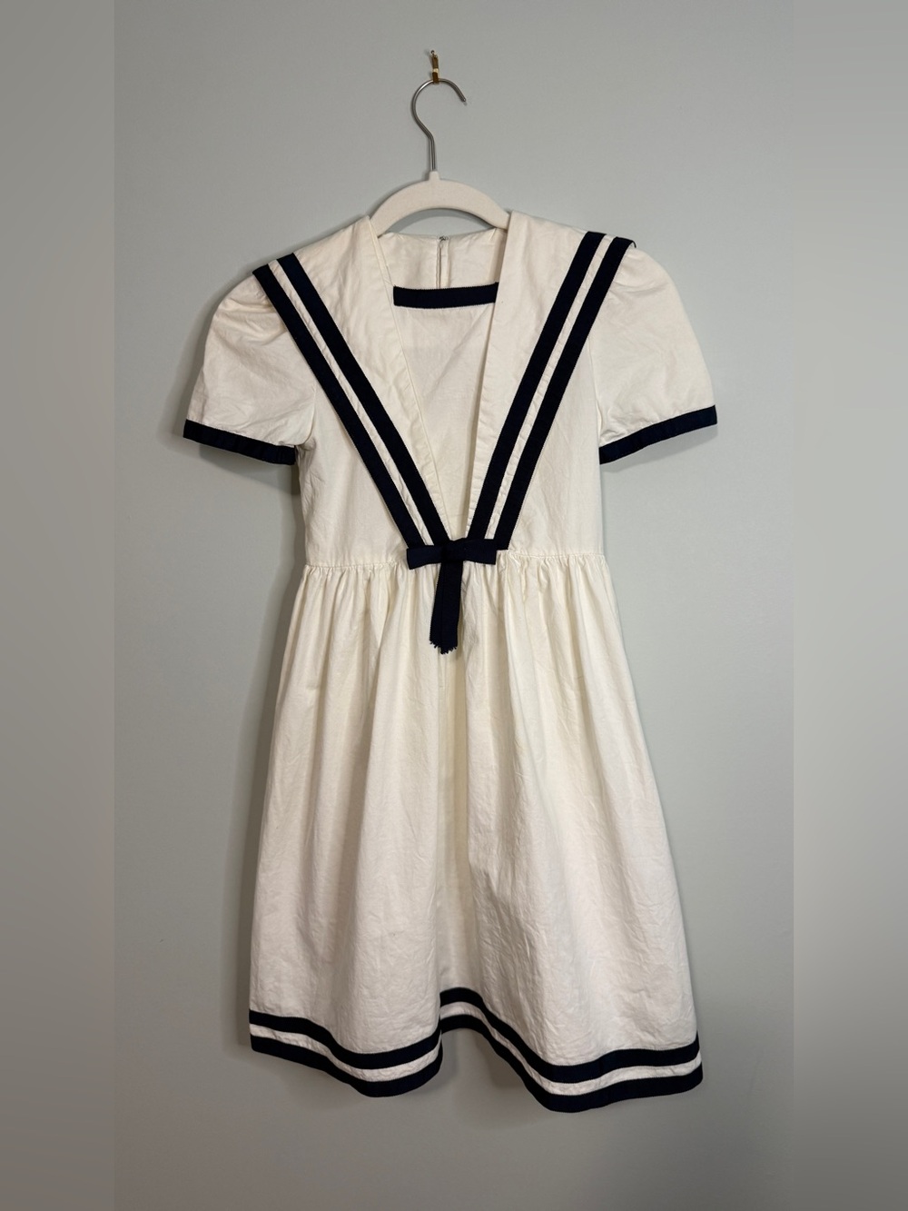 David Charles London Girls Sailor Dress Ivory Cream Navy Striped Nautical Sz 10